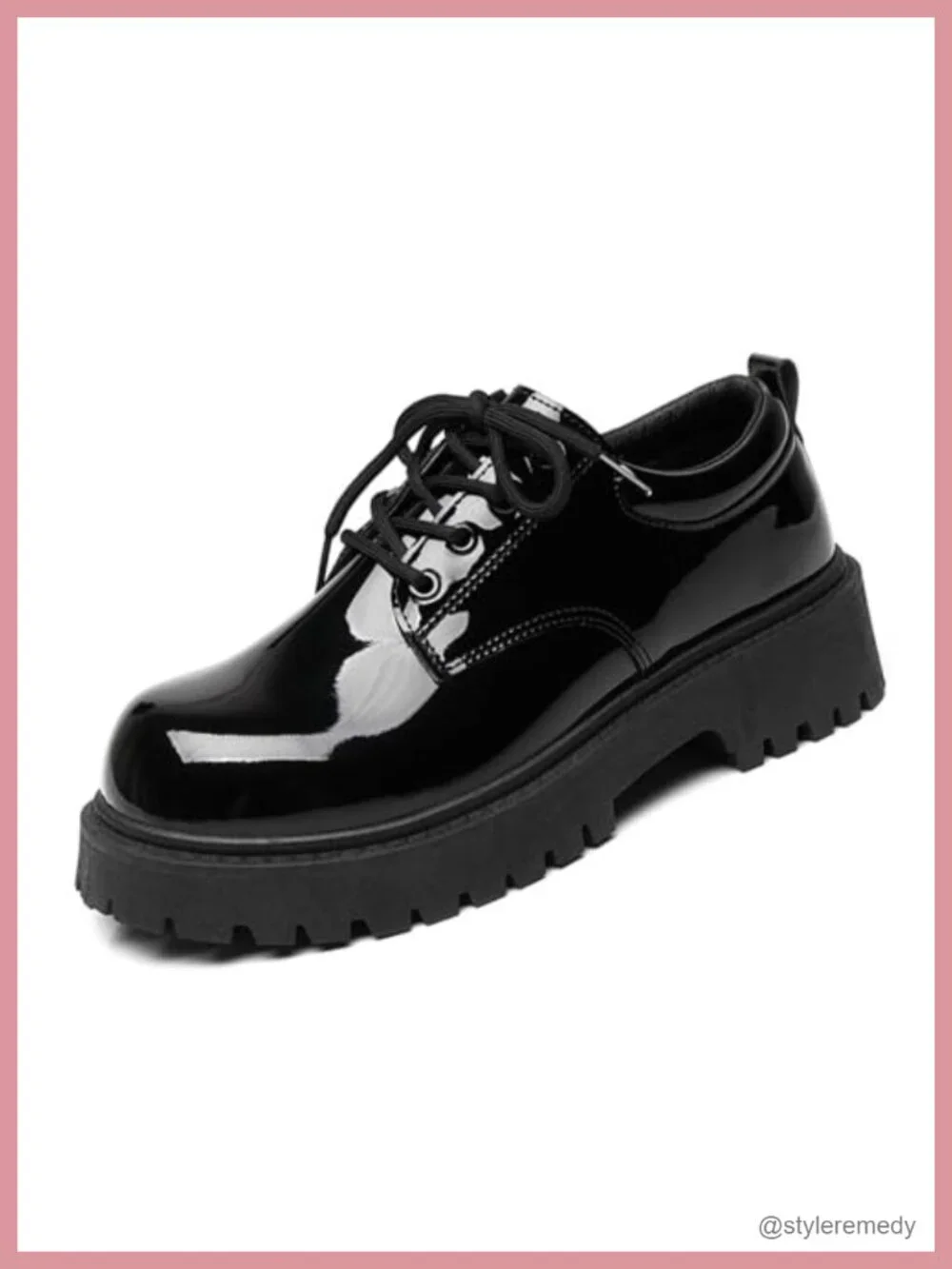 Men's Patent Leather Chunky Platform Lace Up Oxfords Derby Dress Shoes